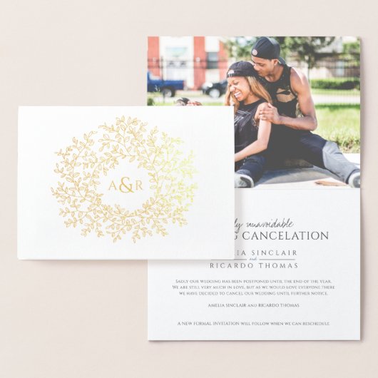 Faire-part d'annulation du mariage monogramme feui (Affichage)