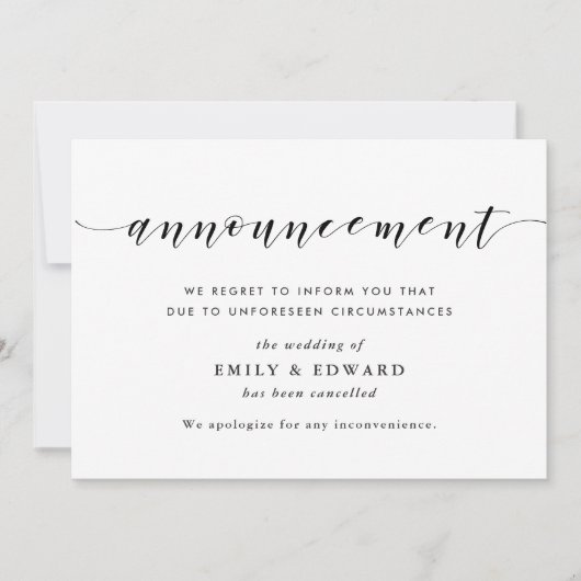 Faire-part d'annulation Mariage en marbre moderne (Devant)