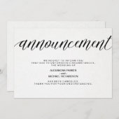 Faire-part d'annulation Mariage simple (Devant / Derrière)