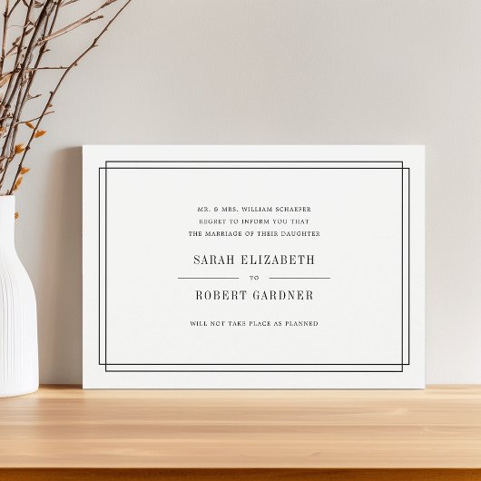Faire-part d'annulation Mariage simple