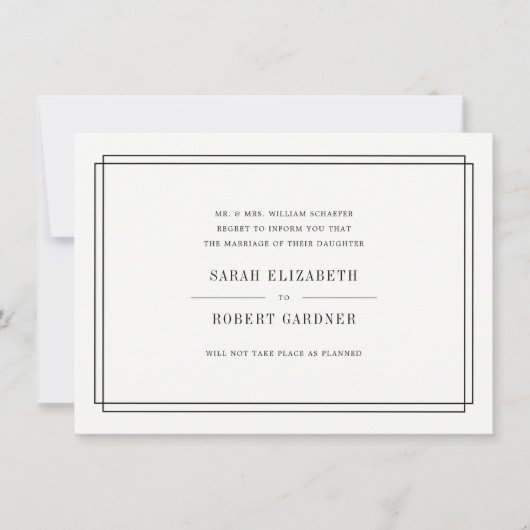 Faire-part d'annulation Mariage simple (Devant)