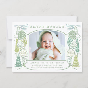 Faire-part Dans l'annonce de naissance verte au sommet de l'a