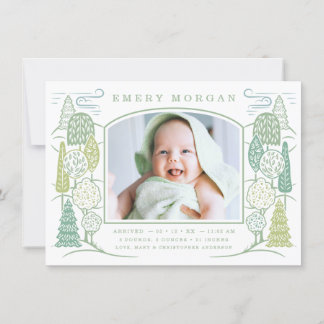 Faire-part Dans l'annonce de naissance verte au sommet de l'a