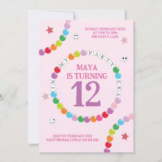 Faire-part Dans Mon Bracelet D'Amitié Fête D'Anniversaire (Devant)