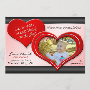 Faire-part Dans nos coeurs - Annonces d'adoption du coeur rou