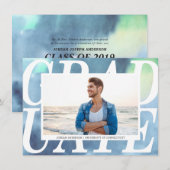 Faire-part d'aquarelle bleu dégradé (Devant / Derrière)