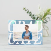 Faire-part d'aquarelle bleu dégradé (Debout devant)