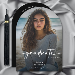 Faire-part d'arc de graduation de script photo mod