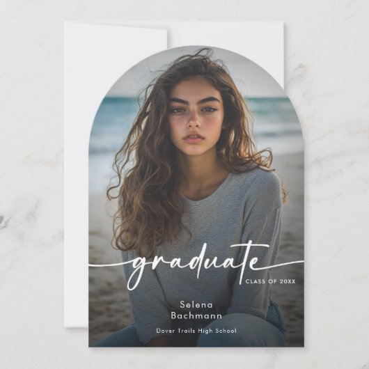 Faire-part d'arc de graduation de script photo mod (Devant)