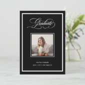 Faire-part Dark Modern Frame | Photo and Elegant Script Grad (Debout devant)