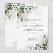 Faire-part Date de mariage reportée aquarelle eucalyptus (Devant / Derrière)