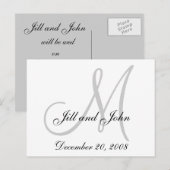 Faire-part Date, prénom et carte postale Monogramme initiale (Devant / Derrière)