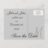 Faire-part Date, prénom et carte postale Monogramme initiale (Dos)