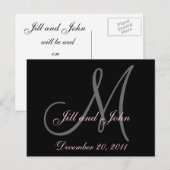 Faire-part Date, prénom et carte postale Monogramme initiale (Devant / Derrière)