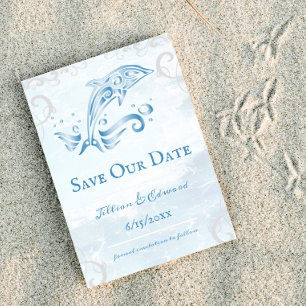 Faire-part Dauphin Bleu Enregistrer La Date Annonce
