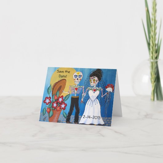 Faire-part Day of the Dead Save the Date Wedding Notecard (Devant)