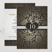 Faire-part de 10 ans de mariage en damas pour anni (Devant / Derrière)