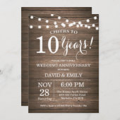 Faire-part de 10e anniversaire de mariage Rustique (Devant / Derrière)