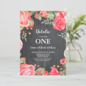 Faire-part de 1er anniversaire botanique floral ro (Debout devant)
