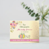 Faire-part de 1er anniversaire Citrouille rose et  (Debout devant)