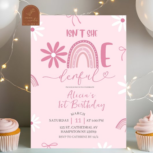 Faire-part de 1er anniversaire fille coquette Dais