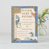 Faire-part de 1er anniversaire médiéval royal vint (Debout devant)