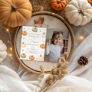 Faire-part de 1er anniversaire Pastel Pumpkin Phot