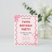 faire-part de 1er anniversaire rose poudré (Debout devant)