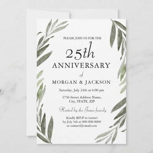 Faire-part de 25e anniversaire de mariage Couronne (Devant)