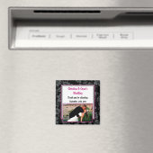 faire-part de 2"x2" Magnet noir Floral Hot Rose St (In Situ (Lave-vaisselle))