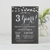 Faire-part de 3e anniversaire de mariage sur table (Debout devant)