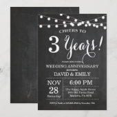Faire-part de 3e anniversaire de mariage sur table (Devant / Derrière)