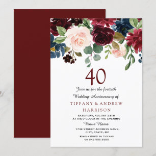 Faire-part de 40e anniversaire de mariage au vin r