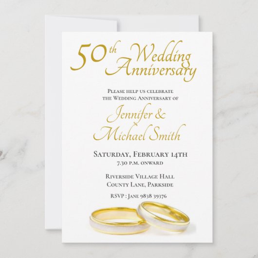Faire-part de 50 ans de mariage Anneaux (Devant)