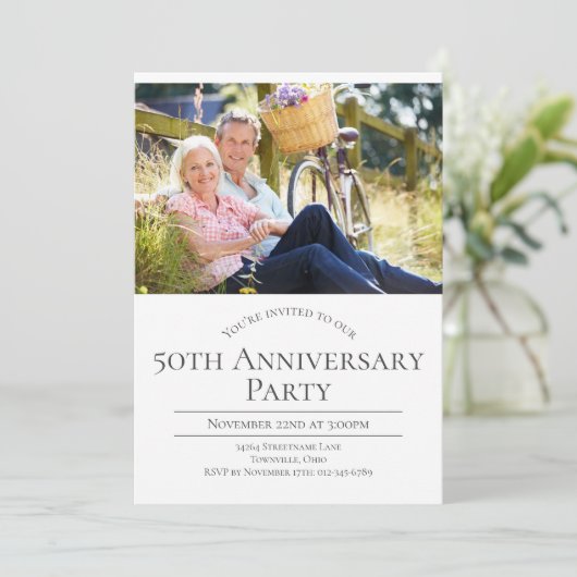 Faire-part de 50e anniversaire de mariage avec pho (Debout devant)