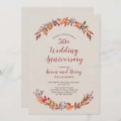 Faire-part de 50e anniversaire de mariage floral d (Devant / Derrière)