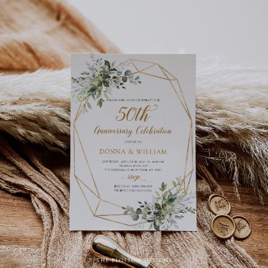Faire-part de 50e anniversaire de mariage Greenery