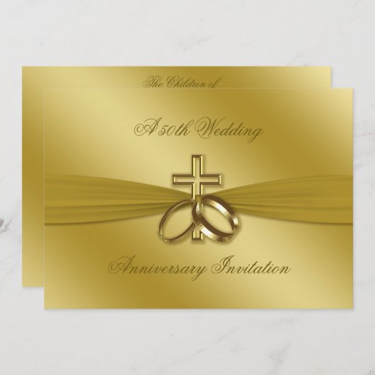 Faire-part de 50e anniversaire de mariage religieu (Devant / Derrière)