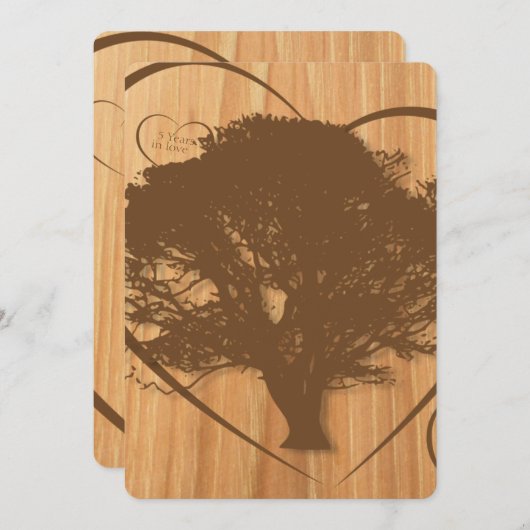 Faire-part de 5e anniversaire de mariage Arbre Rus (Devant / Derrière)