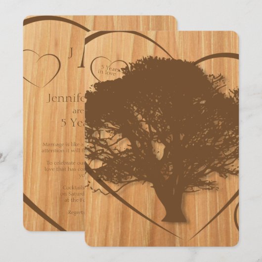 Faire-part de 5e anniversaire de mariage Rustic Tr (Devant / Derrière)