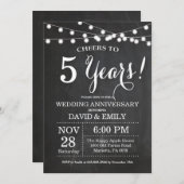 Faire-part de 5e anniversaire de mariage sur table (Devant / Derrière)