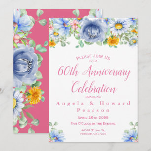Faire-part de 60e anniversaire de mariage Floral E