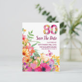 Faire-part de 80e anniversaire Floral Save The Dat (Debout devant)