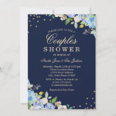Faire-part de babille de couples Floral Bleu Or (Devant)