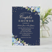 Faire-part de babille de couples Floral Bleu Or (Debout devant)