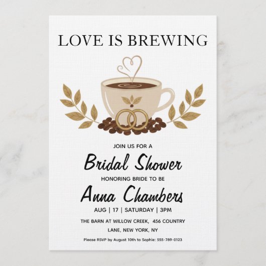 faire-part de babille de mariage love is brewing (Devant)