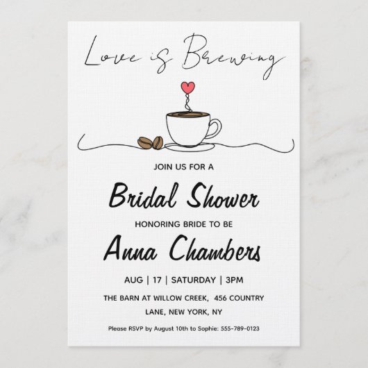 faire-part de babille mariage love is brewing (Devant)