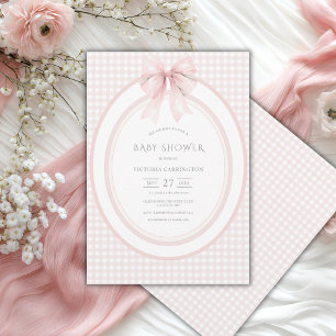 Faire-part de babille vintage à carreaux roses