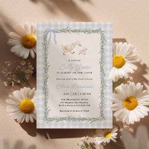 Faire-part de Baby Shower à carreaux bleus Silly G