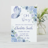 Faire-part de Baby Shower à l'aquarelle bleue (Debout devant)